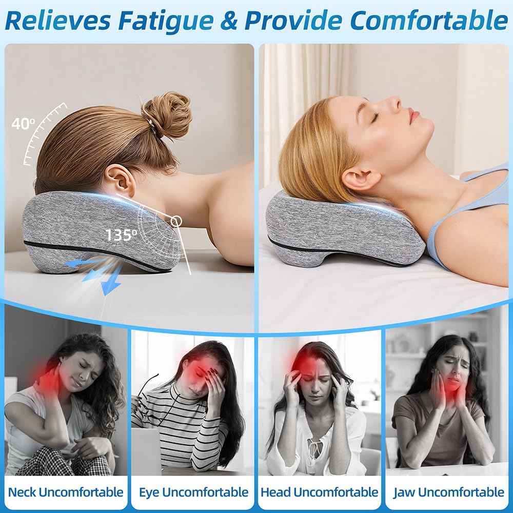 YOSHIKO Massage Table Face Pillow Face Down Pillows for Bed, Massage Headrest for Face Down Sleepers, Eye Surgery Recovery, Spa Pillow for Massage Table with Breathable Design, Removable Cover Grey