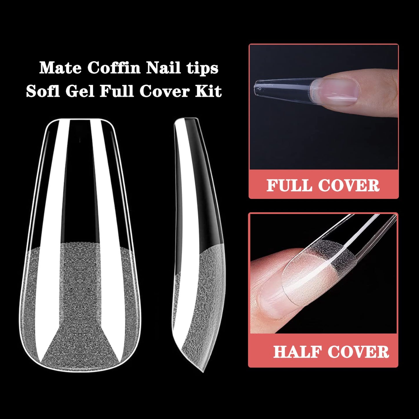 MAGIC ARMOR Coffin Nail Tips - 120pcs Short Coffin Press on Nails Pre-shaped Short Coffin Half Matte Full Cover Acrylic Short Coffin False Nails Gel Nail Tips No Filed For Nail Extension Home, 10 Size