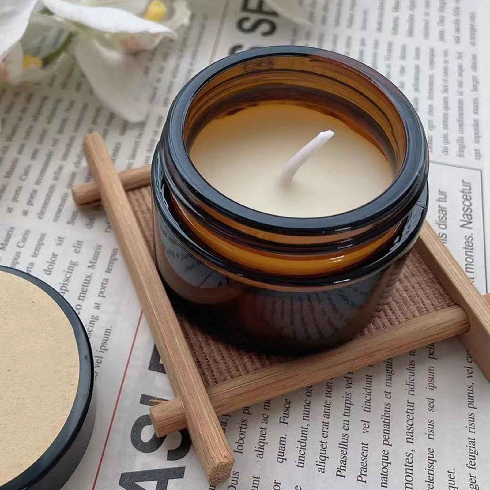 Zentriqlla 24 Pack 4oz Amber Glass Jars, Round Empty Cosmetic Jars with with Black Lids and Inner Liners, Reusable Glass Travel Containers for Homemade Creams, Candle, Skincare, Lotion