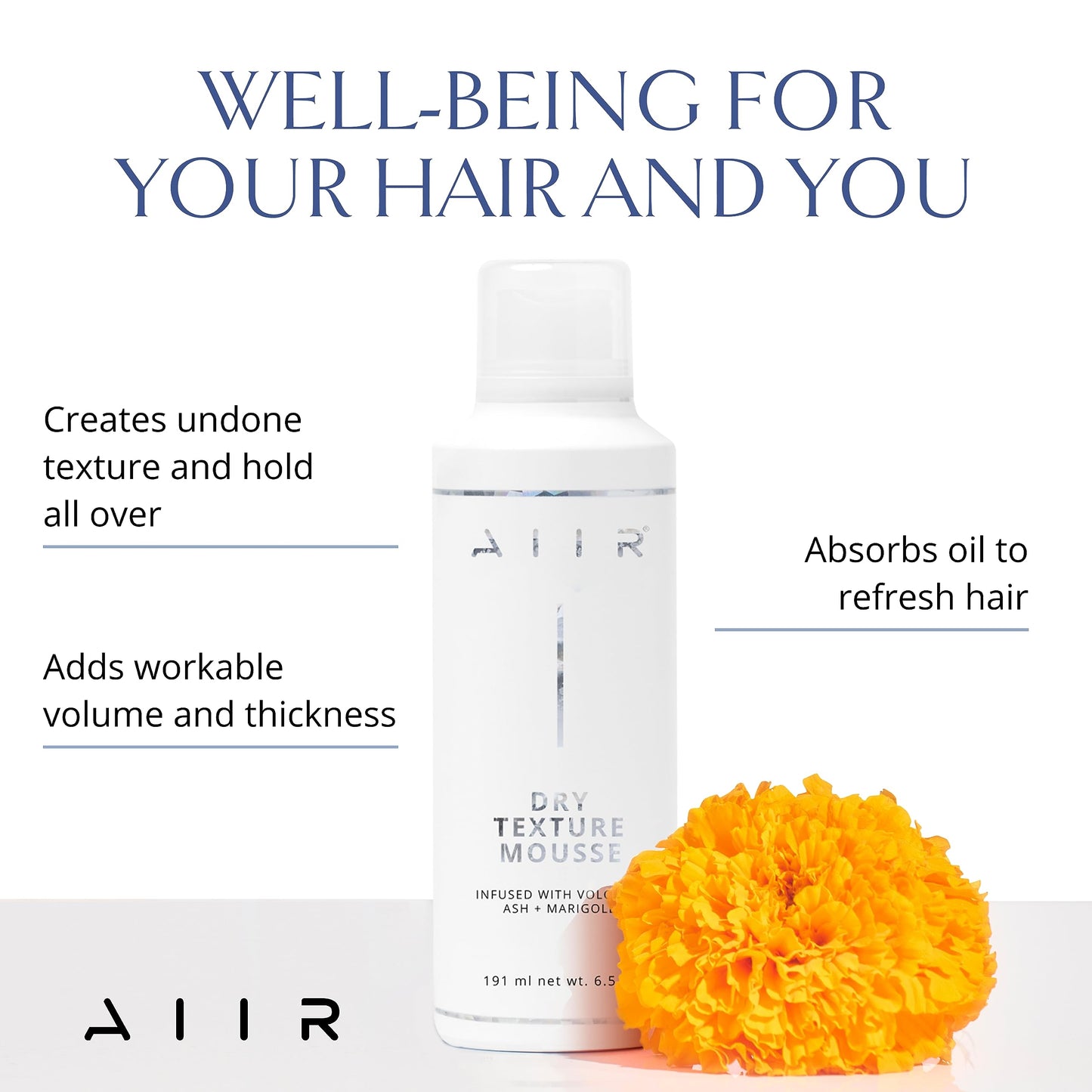 AIIR Dry Texture Mousse - Volumizing & Thickening Mousse, Blowout Mousse to Lift Roots and Add Frizz Free Fullness & Body For Long Lasting Styles and Overnight Curls, Weightless For Fine Hair, 6.5oz