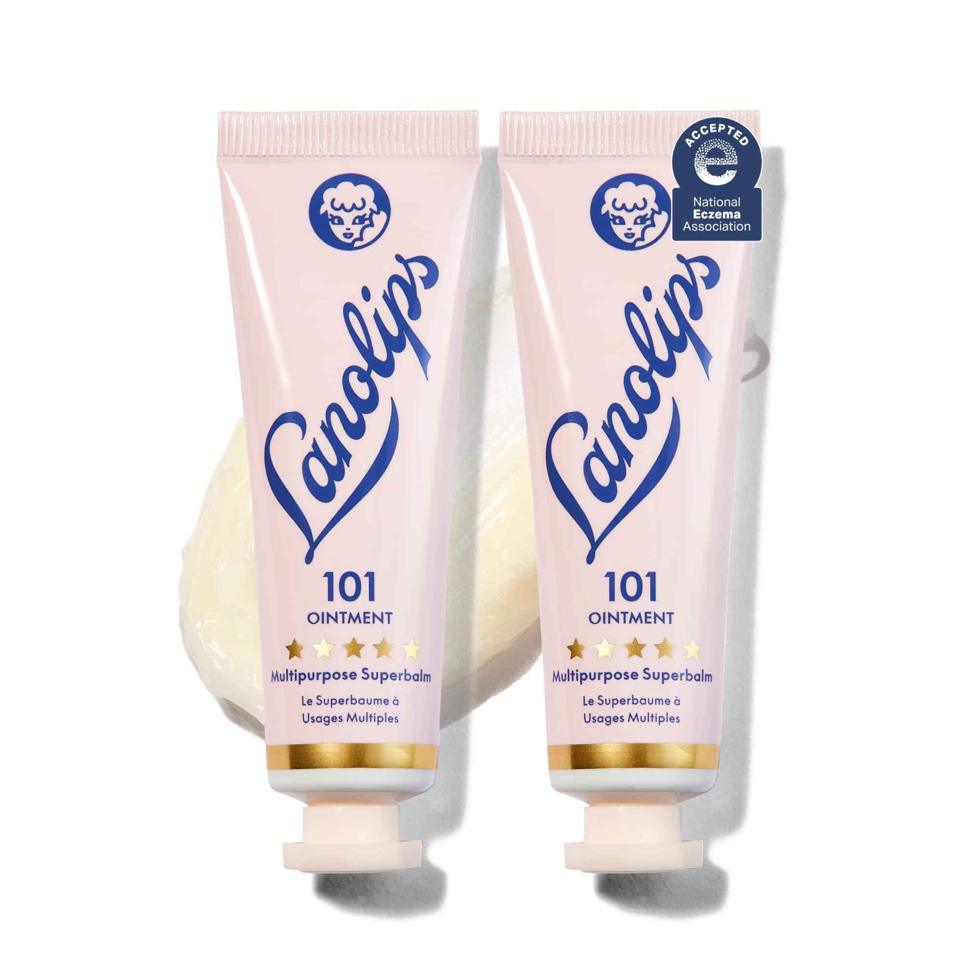Lanolips 101 Ointment Multi-Balm Duo, Original Superbalm - Contains Pure Lanolin Oil for Smooth, Hydrated, & Healthy Lips - Natural Lip Balm for Dry Lips, Cuticles, & More (2-Pack, 0.52 oz each)