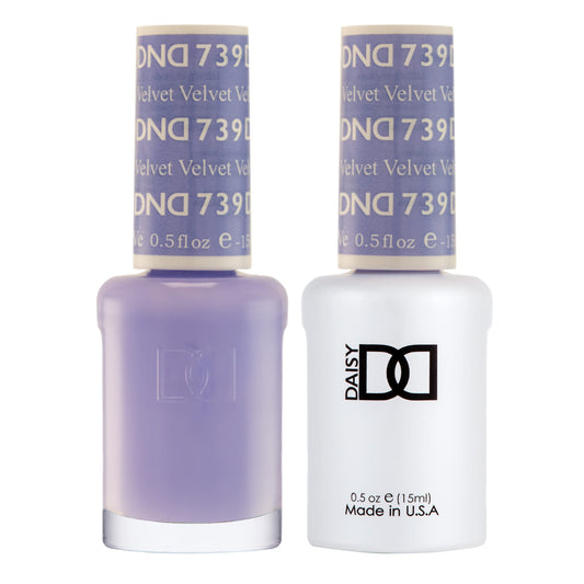 DND Gel Polish Set, Purple Collection, UV/LED Gel Polish and Air Dry Nail Lacquer, Matching Chip-Free Polish Duo, 739 Velvet, 0.5 Fl Oz