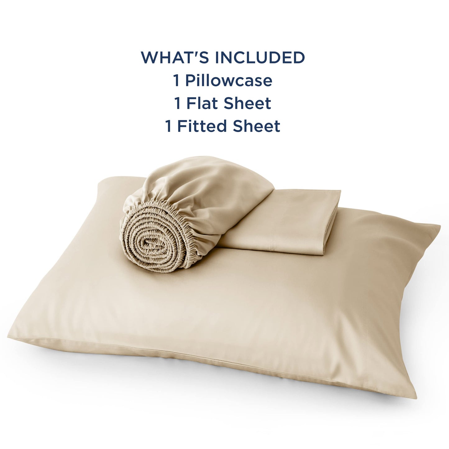 Bedsure Twin Sheets Set, Cooling Sheets Twin Size Bed Set, Rayon Derived from Bamboo, Twin Size Sheets, Breathable & Soft Bed Sheets, Hotel Luxury Silky Bedding Sheets & Pillowcases, Beige