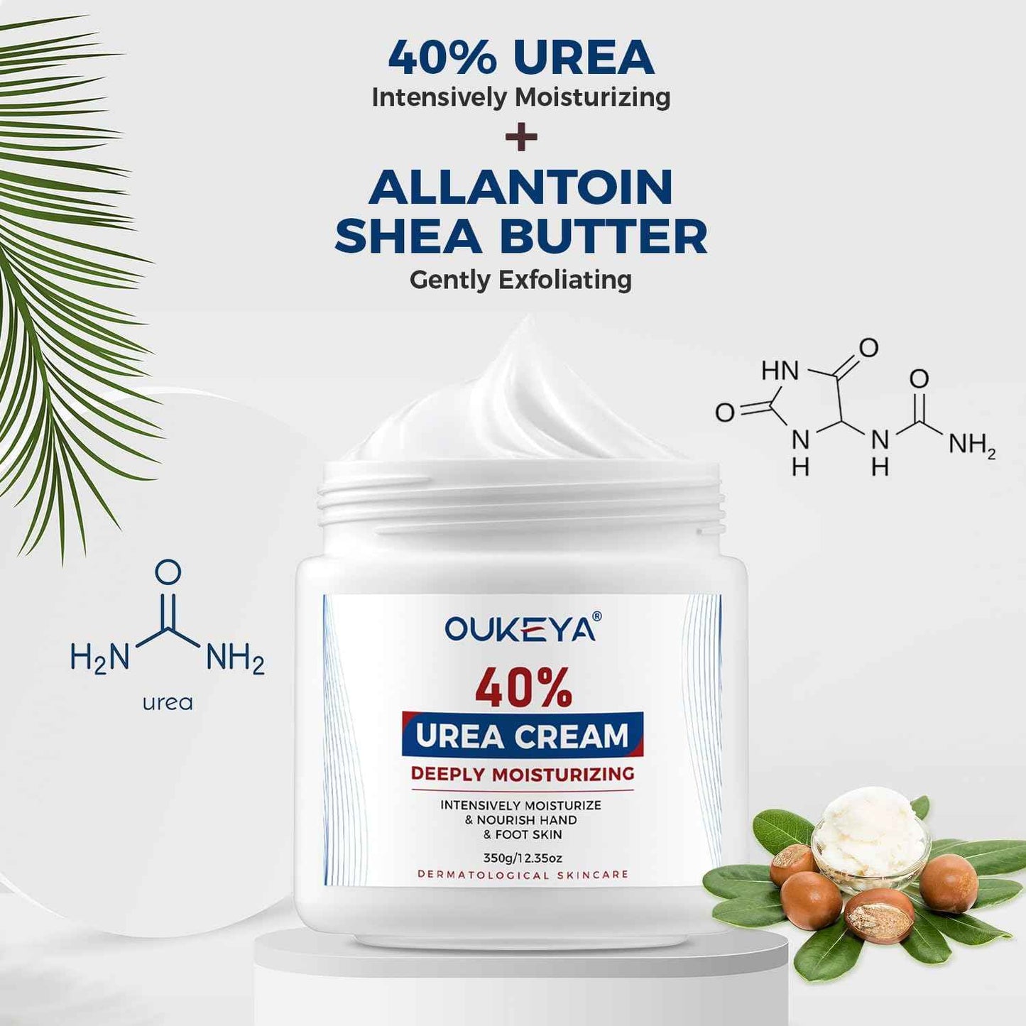 OUKEYA Urea Cream 40 Percent, Foot & Hand Cream for Dry Cracked, Urea Lotion for Feet Maximum Strength(12.35Oz X 2 Packs)