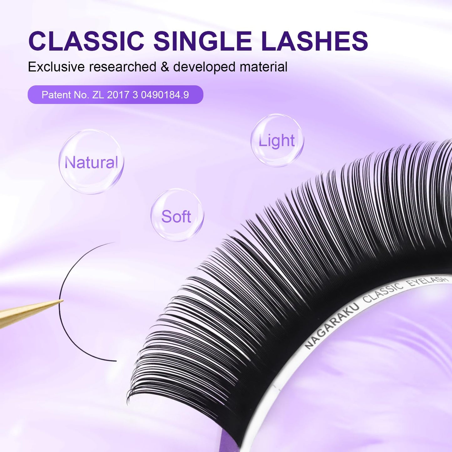 NAGARAKU Eyelash Extensions Individual Lashes Extensions Classic Lash Matte Black 16 Rows Soft Natural Matte Black Professional Beauty Salon Lash Supplies -0.07J 8mm