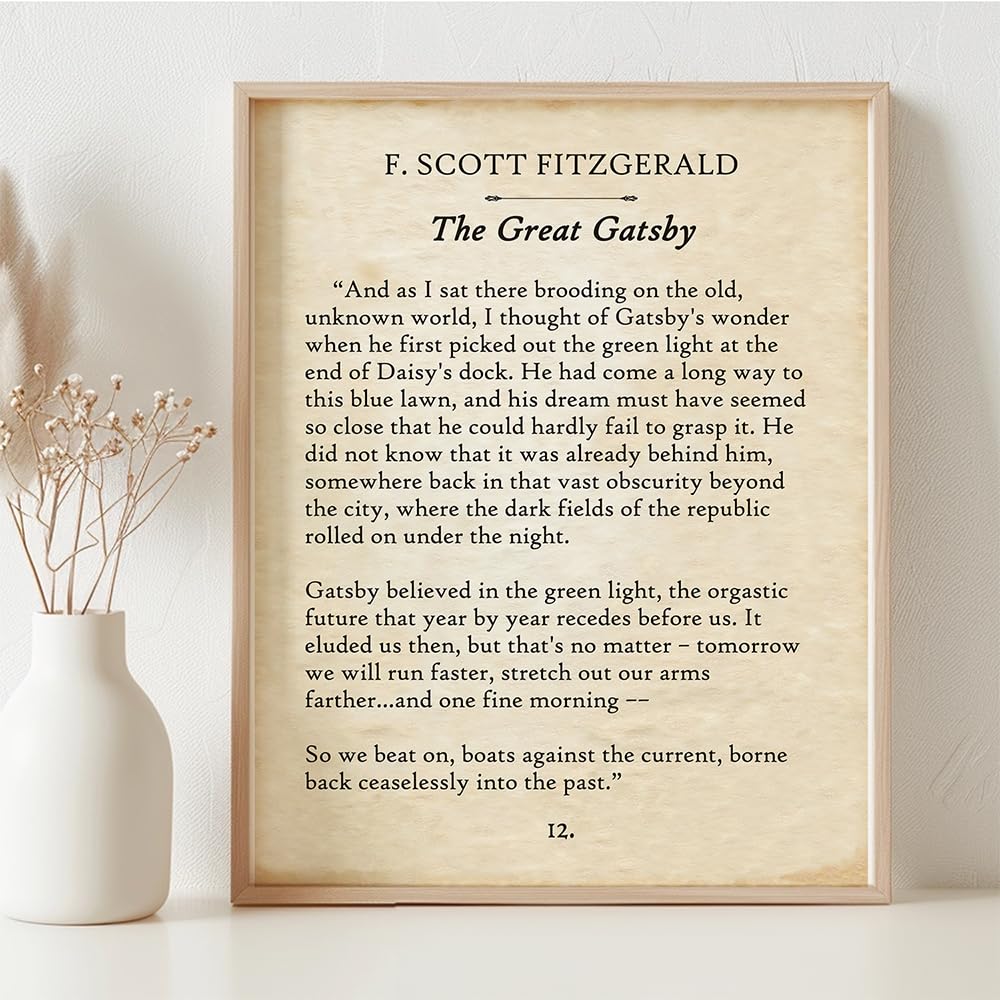 F. Scott Fitzgerald - The Great Gatsby - 11x14 Framed Typography Book Page Print - Great Gift for Twentieth-Century Literature Fans