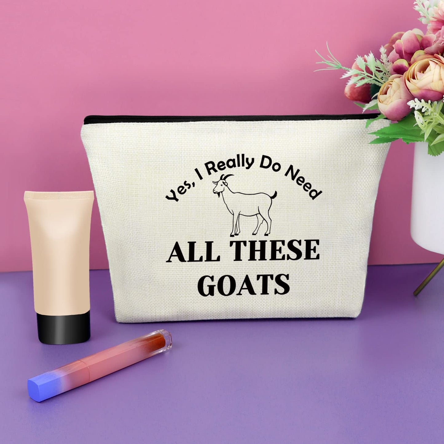 Goat Gifts Makeup Bag Goat Lover Gifts for Women Goat Themed Gifts for Birthday Party Animal Lover Gift Ideas Inspirational Gifts Cosmetic Bag Goat Mom Gifts Goat Lady Gift Goat Graduation Gifts