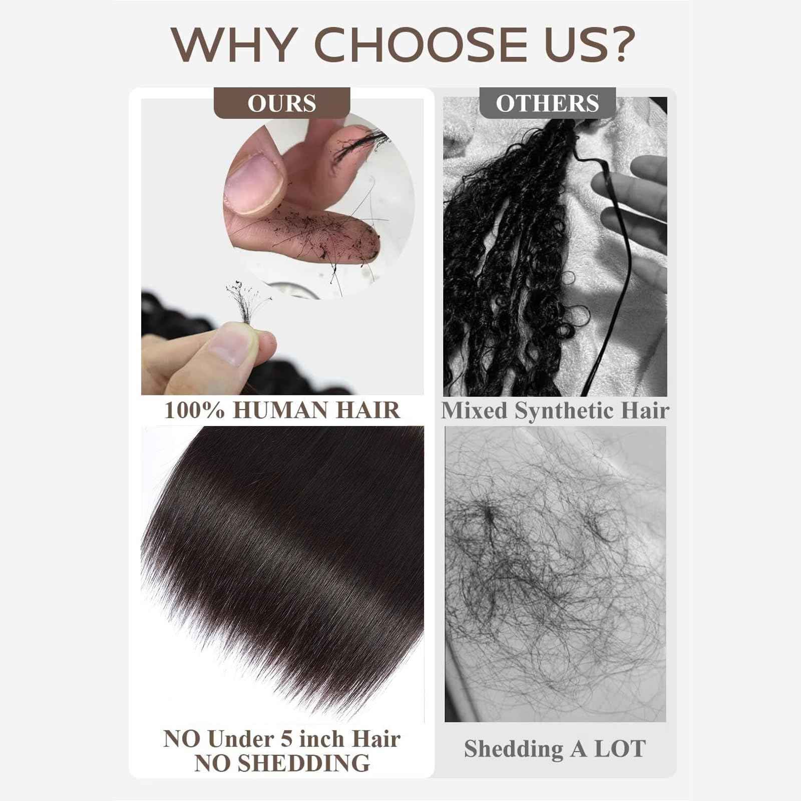 Wequeen 16A Deep Wave Human Hair Bundles 16 Inch 100% Unprocessed Brazilian Virgin Hair Quick Weave Bundles Human Hair Extensions Real Human Hair, Natural Black