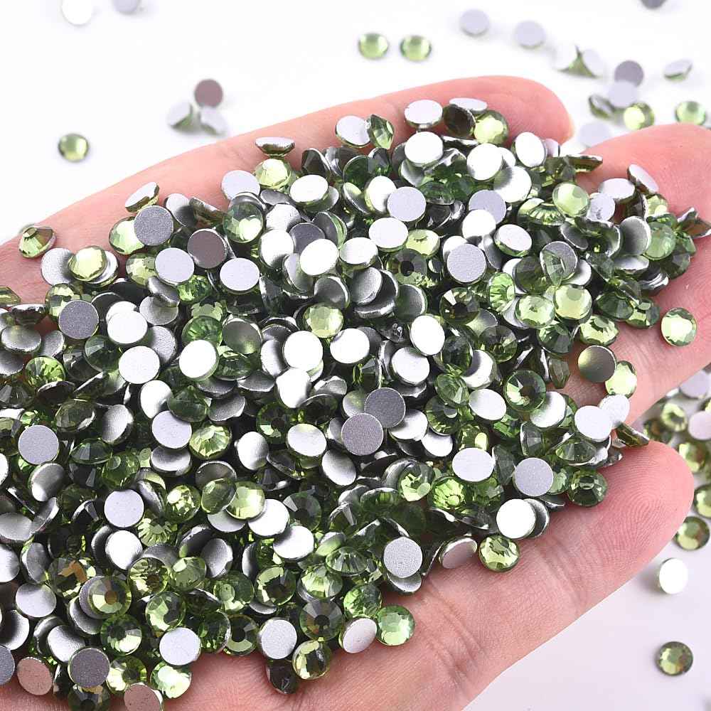 Blinginbox Flatback Rhinestones Bulk,14400pcs Crystal Round Loose Gemstones Glass Rhinestones for Crafts Makeup Nail Art Clothes Shoes DIY Decorations(SS20,4.6-4.8mm,Lt.Peridot)