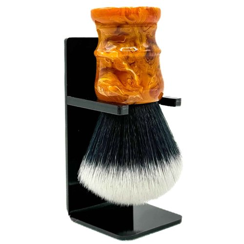 Parker “Solar Storm” Ultra‑Soft Synthetic Shaving Brush – 28 mm Tuxedo Knot – High‑Density for Superior Lathering + Acrylic Stand