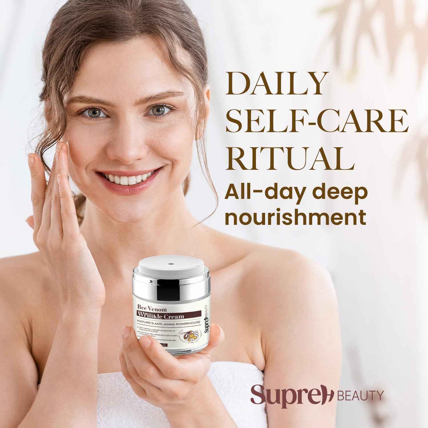 SupreH Bee Venom Wrinkle Cream: Wrinkle Cream for Women with Bee Venom Hyaluronic acid Niacinamide and Peptides - for fine lines and face firming 50