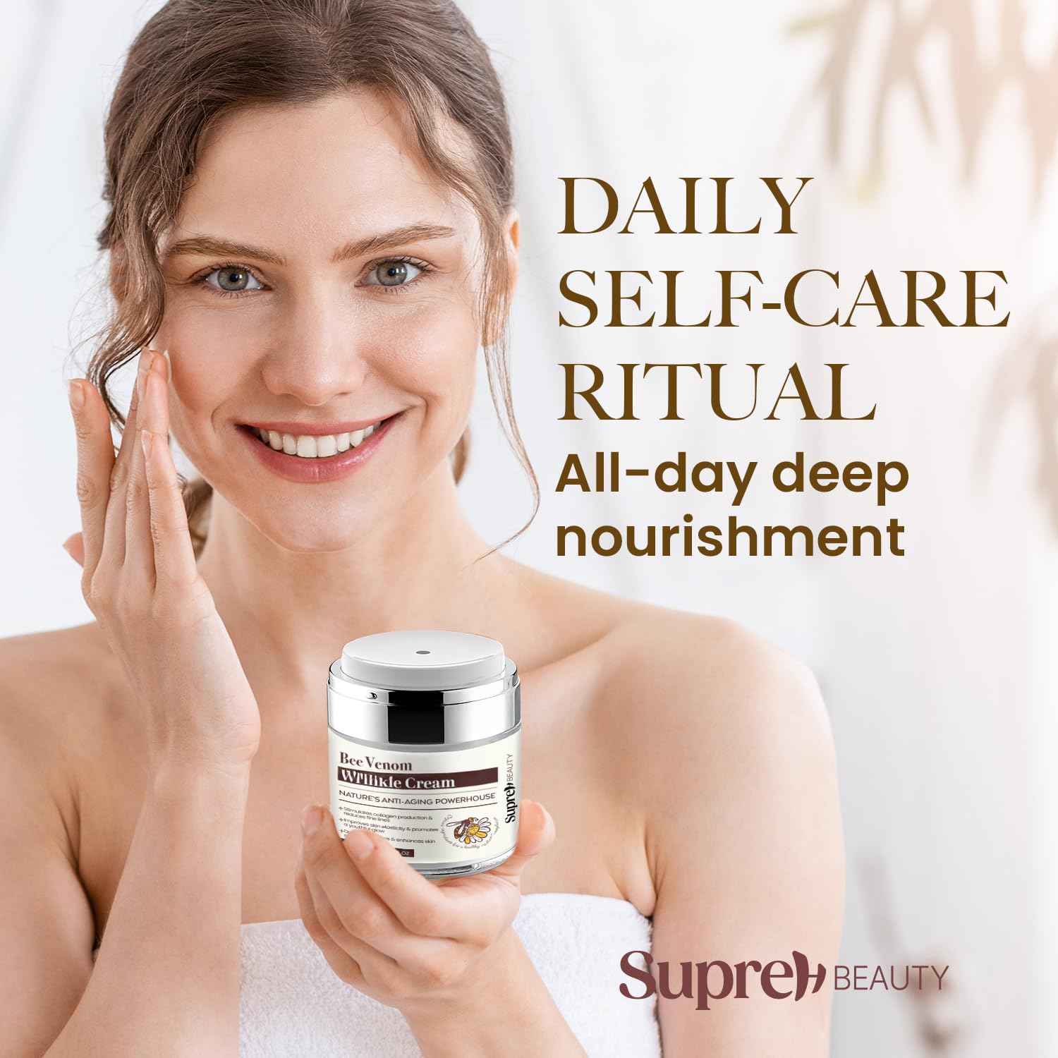 SupreH Bee Venom Wrinkle Cream: Wrinkle Cream for Women with Bee Venom Hyaluronic acid Niacinamide and Peptides - for fine lines and face firming 50