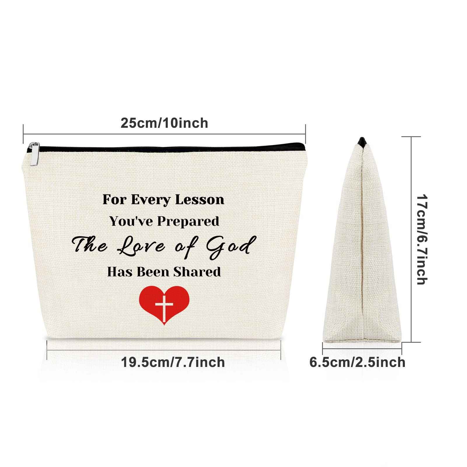 Sazuwu 3PCS Sunday School Teacher Appreciation Gifts Makeup Bag Thank You Religious Gifts for Women Christian Cosmetic Travel Bag Organizer