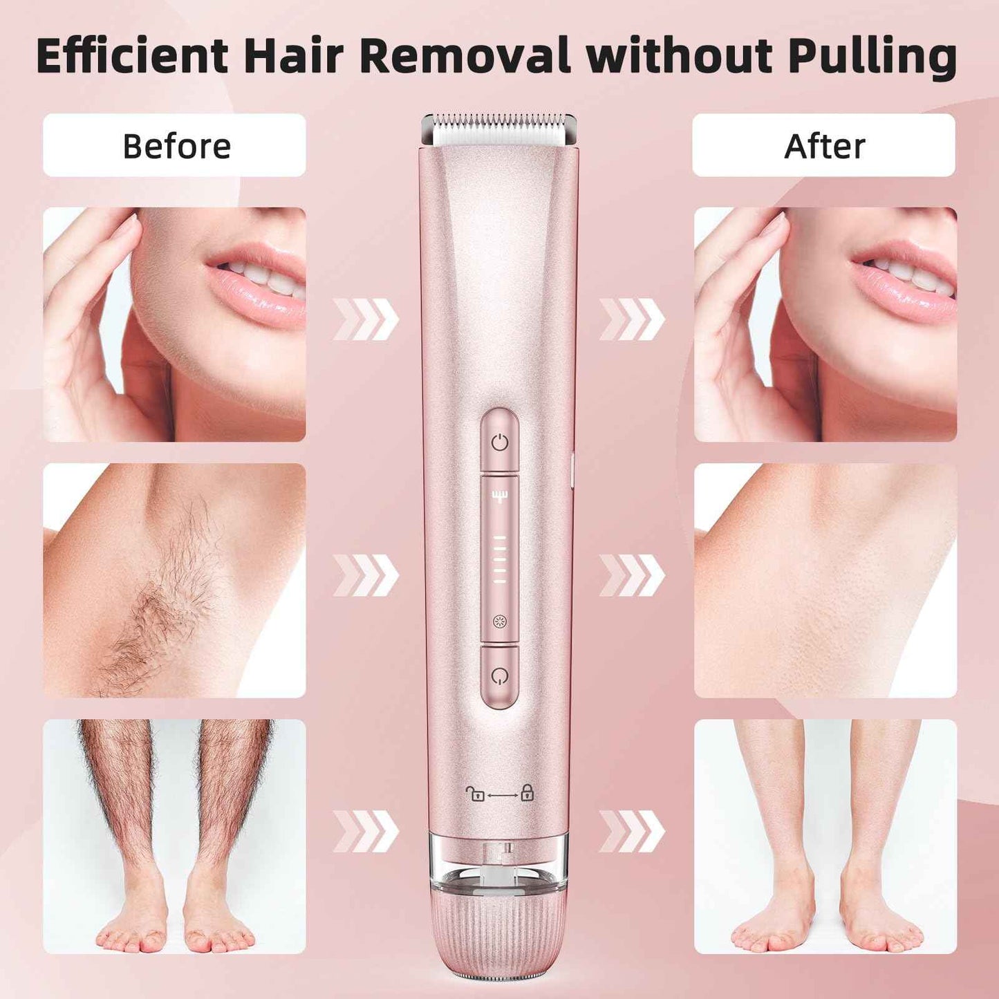 Bikini Trimmer for Women,Bikini Razor for Women Pubic Hair, 2 in 1 Wet & Dry Use Groomer,Painless Body Hair Trimmer for Face Legs Underarm Electric Shavers Razors Rechargable IPX7 Waterproof (Pink)