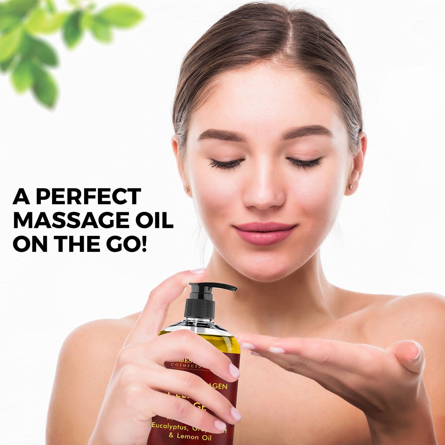 MAJESTIC PURE Cellulite Massage Oil - with Vegan Collagen & Stem Cells, Unique Blend of Massage Essential Oils - Anti Cellulite Oil Improves Skin Tightening and Firming, 2 x 8 fl oz