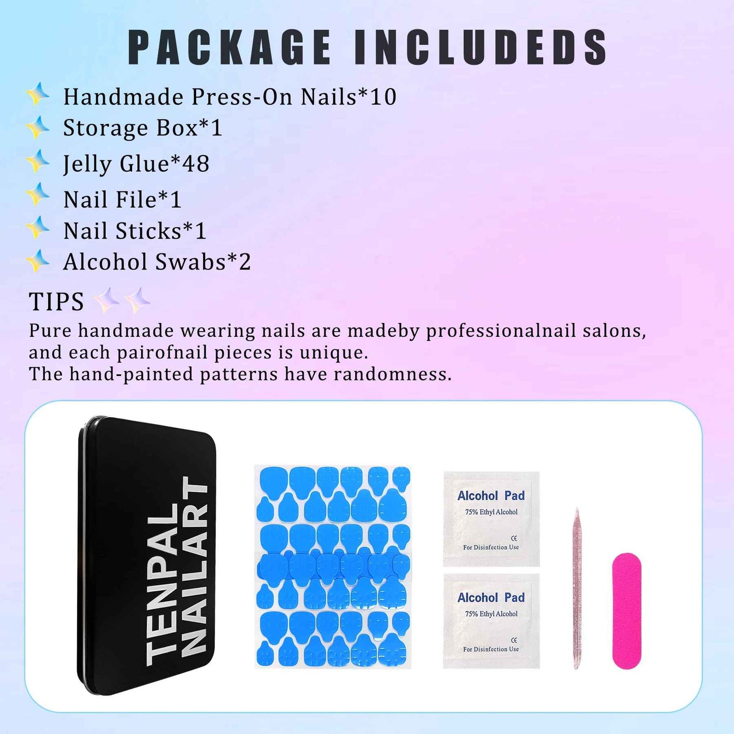 TENPAL Handmade Duck Nails Press on,Pink & Black French Tip Duckbill Tips with Rhinestone Edge,10PCS Glossy Glue on Nails Kit,Glitter Acrylic False Nails with Design,Y2K Punk Fake Nail for Women(M)