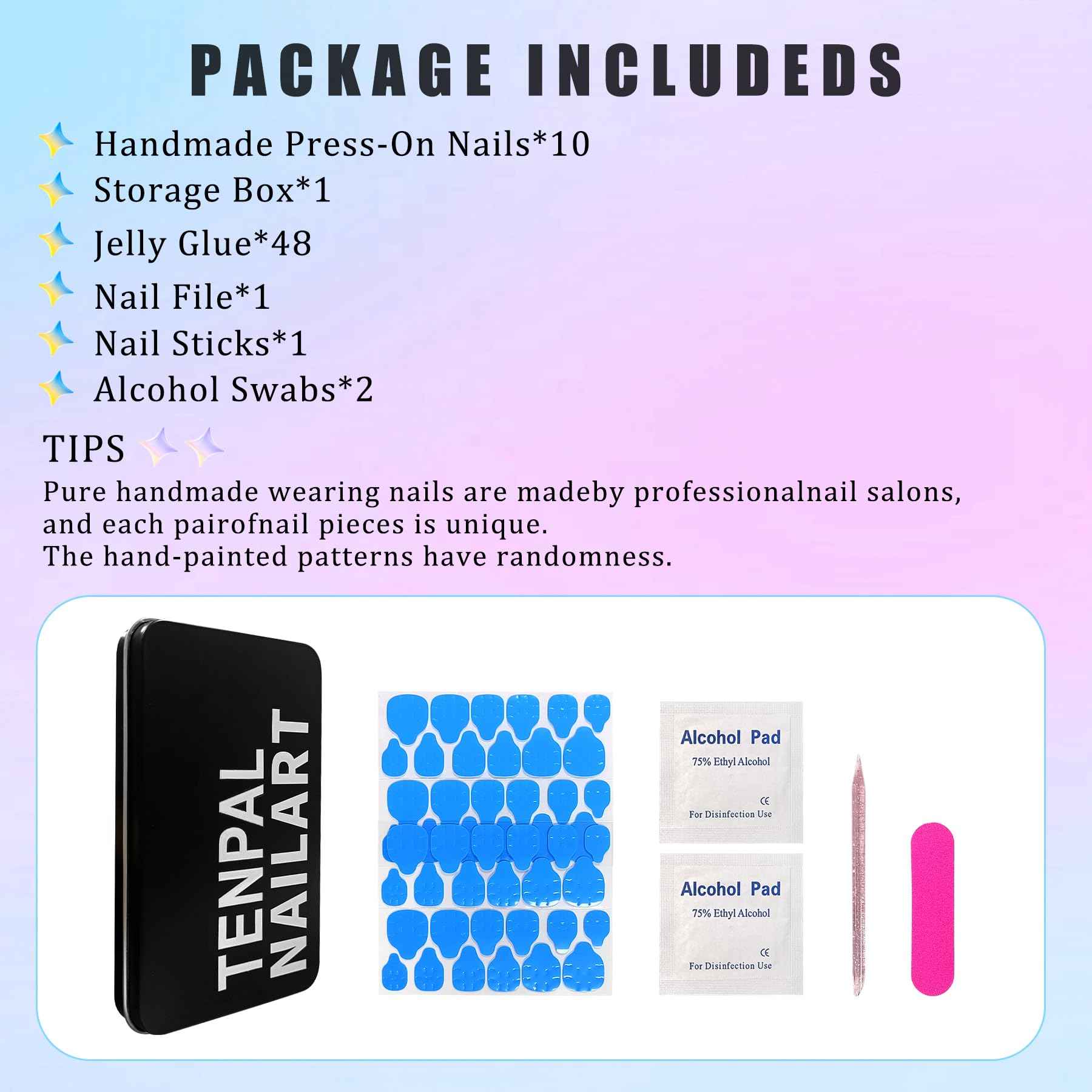 TENPAL Handmade Duck Nails Press on,Pink & Black French Tip Duckbill Tips with Rhinestone Edge,10PCS Glossy Glue on Nails Kit,Glitter Acrylic False Nails with Design,Y2K Punk Fake Nail for Women(M)