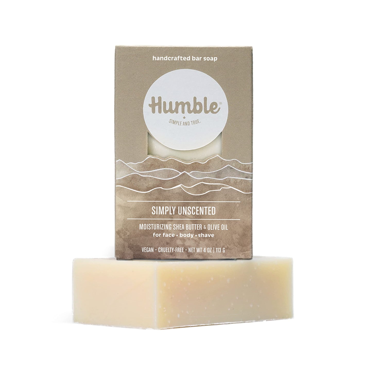 Humble Brands Handcrafted Bar Soap, Organic Cold Processed Soap Bars, Moisturizing Face & Body Cleanser - Simply Unscented