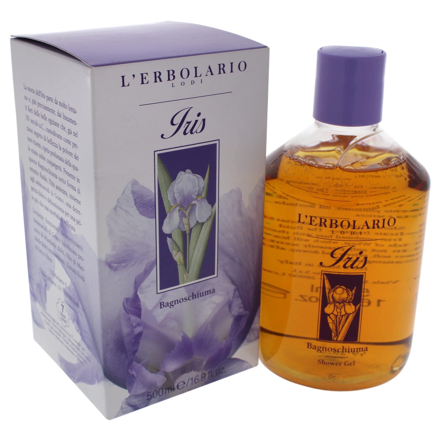 L'Erbolario Iris Shower Gel - Fragrant And Relaxing Bath Foam - Powdery Scent - Provides Gentle And Delicate Cleansing Action - Leaves Skin Softer And Smoother Than Ever - Paraben Free - 16.9 Oz