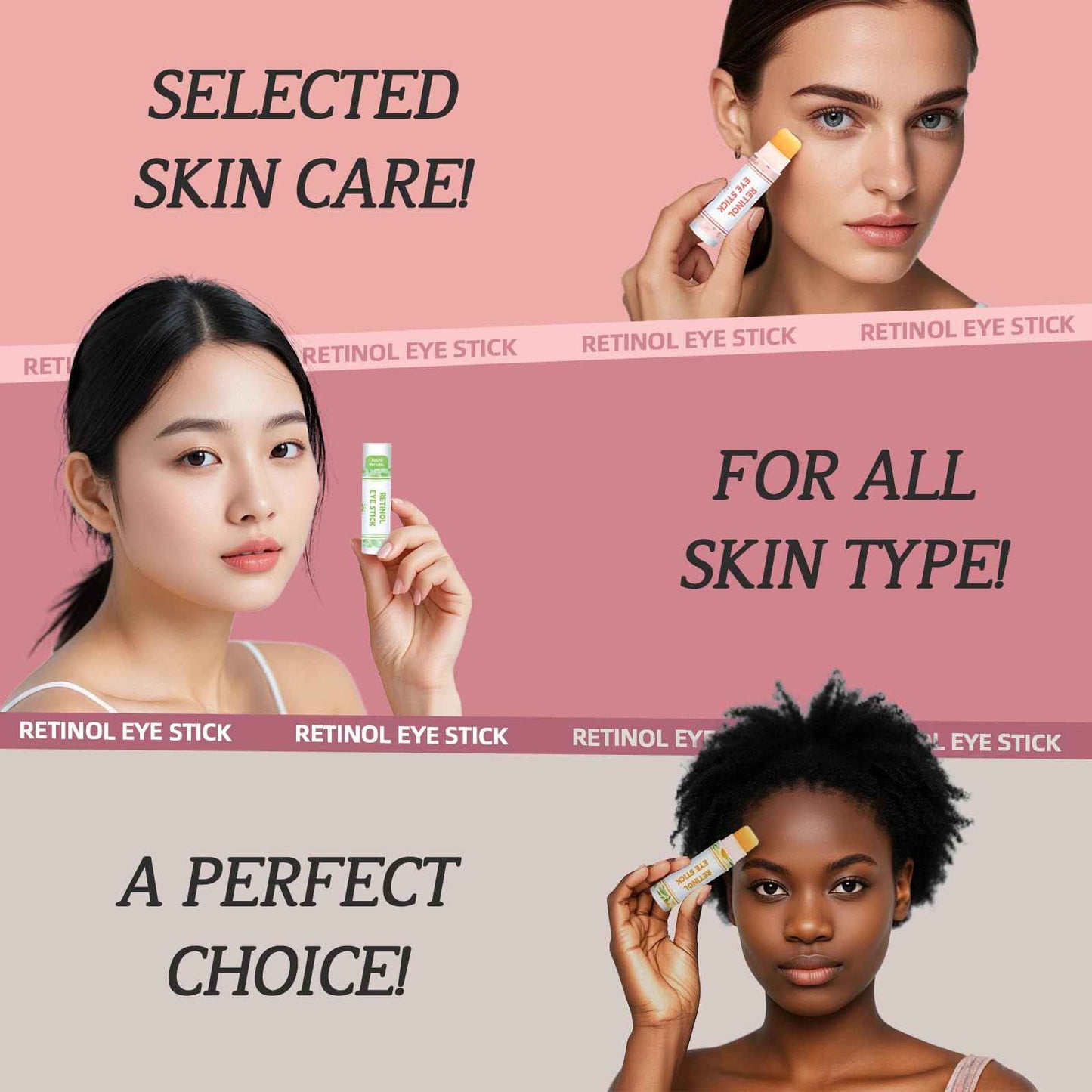 Radiia Retinol Eye Balm Stick with Retinol & Ceramide Complex - Facial Moisturizer for Dark Circles & Wrinkles - Under Eye Brightener Stick, Anti Wrinkle Hydrating Face Skincare(0.13oz *60pcs)