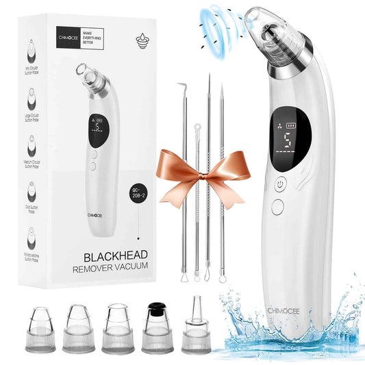 CHIMOCEE Blackhead Remover Pore Vacuum, Upgraded Black Head Remover for Face, Electric Acne Comedone Whitehead Extractor Tools-5 Suction Power, 5 Probes, USB Rechargeable Pimple Popper Tool Kit