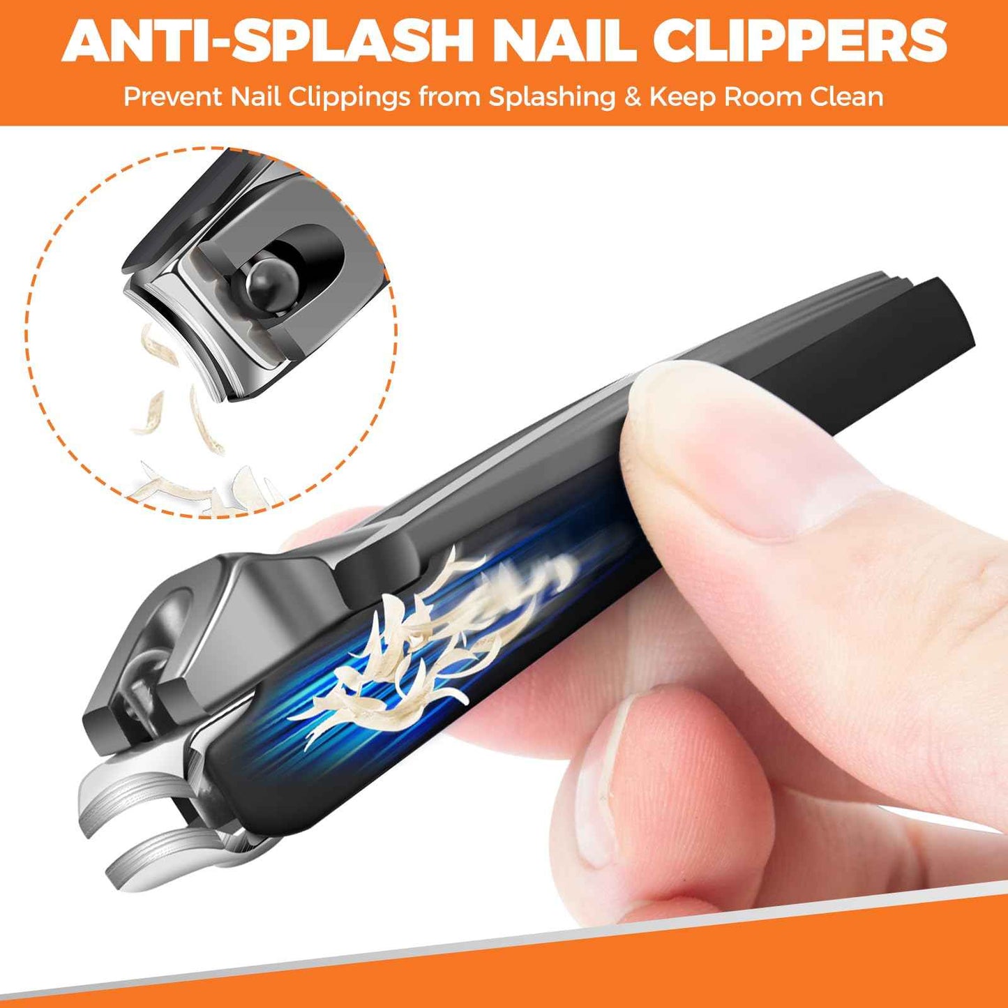 Toenail Clippers for Seniors Thick Toenails, Heavy Duty Wide Opening Toe Nail Clippers for Men Thick Ingrown Nails, Large 360 Degree Rotary Anti-Splash Finger Nail Clippers Adult with Catcher