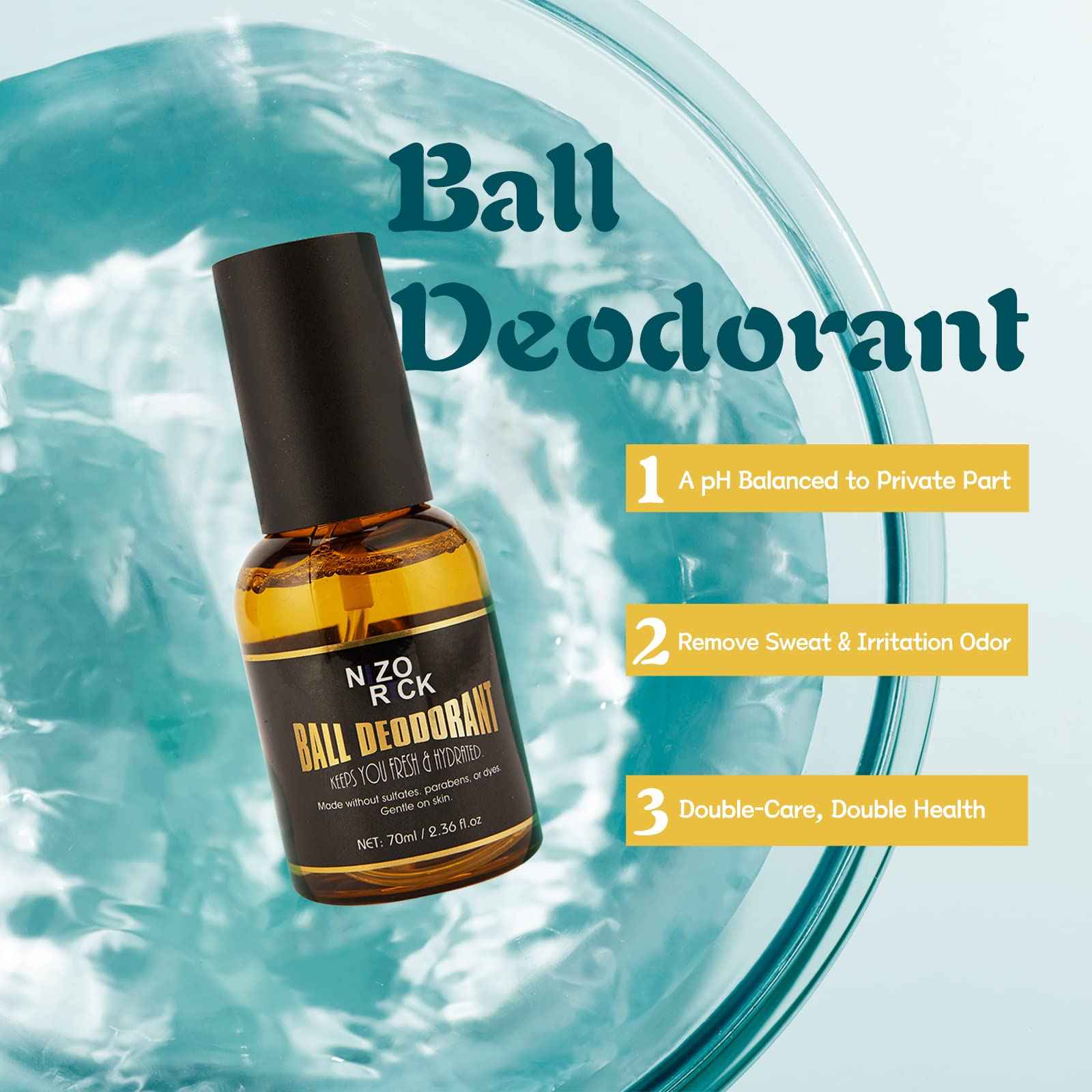 Ball Deodorant for Men, Mens Ball Wash Kit, Natural & Organic Ball Wash Lotion+Ball Deodorant Spray+Anti-Chafing Nut Balm Cream to Stay Fresh, Dry & Moisturized All Day