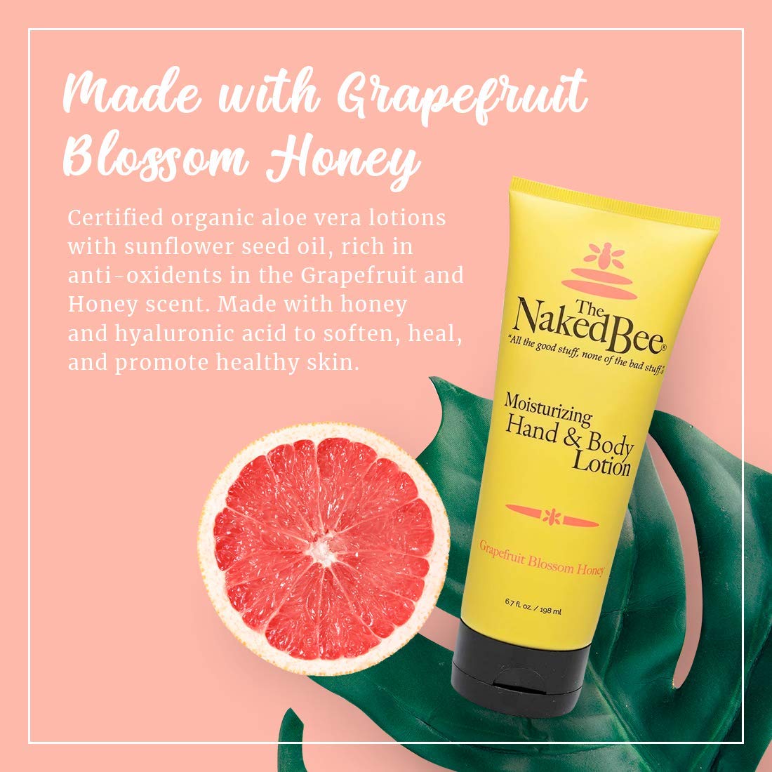 The Naked Bee Grapefruit Blossom Honey Hand and Body Lotion, 6.7oz - 2 Pack