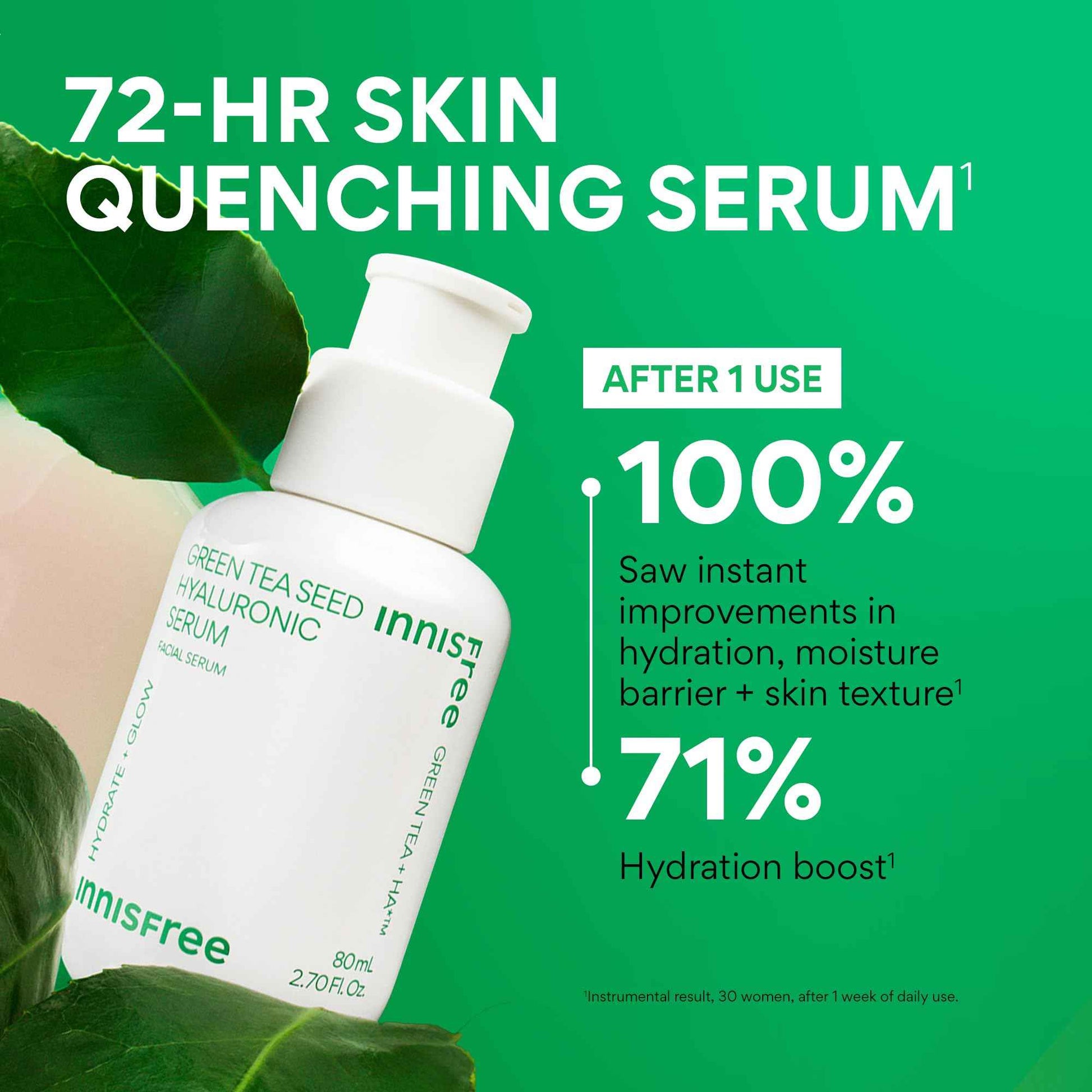 innisfree Green Tea Seed Hydrating Serum Refill with Hyaluronic Acid & Niacinamide, Korean Face Serum for Glow