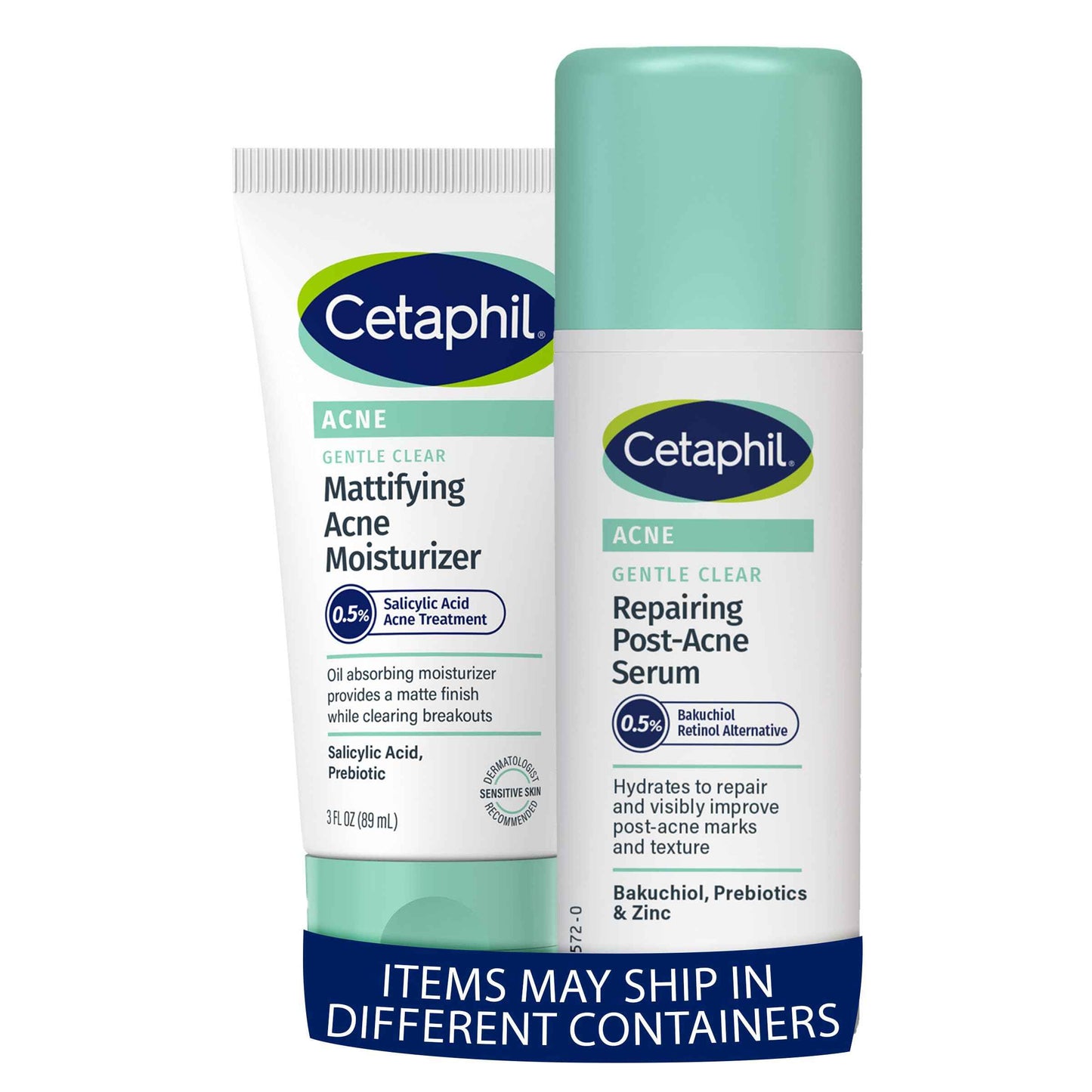 Cetaphil Gentle Clear Repairing Post Acne Serum + 3oz Gentle Clear Mattifying Acne Face Moisturizer With 0.5% Salicylic Acid, Hydrates and Treats Sensitive Acne Prone Skin, Bundle