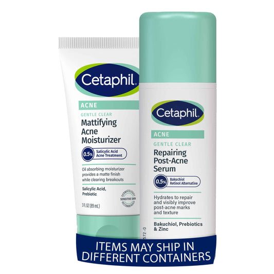 Cetaphil Gentle Clear Repairing Post Acne Serum + 3oz Gentle Clear Mattifying Acne Face Moisturizer With 0.5% Salicylic Acid, Hydrates and Treats Sensitive Acne Prone Skin, Bundle