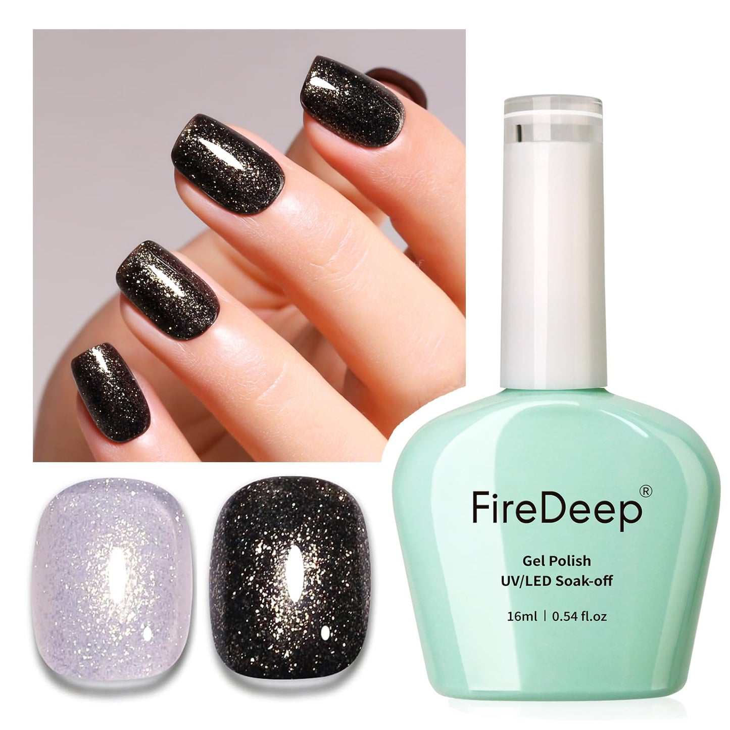 Firedeep Clear Glitter Gel Nail Polish 16ML Big Bottles Shimmer Glitter UV/LED Soak Off Gel Polish for Nail Art Manicure DIY