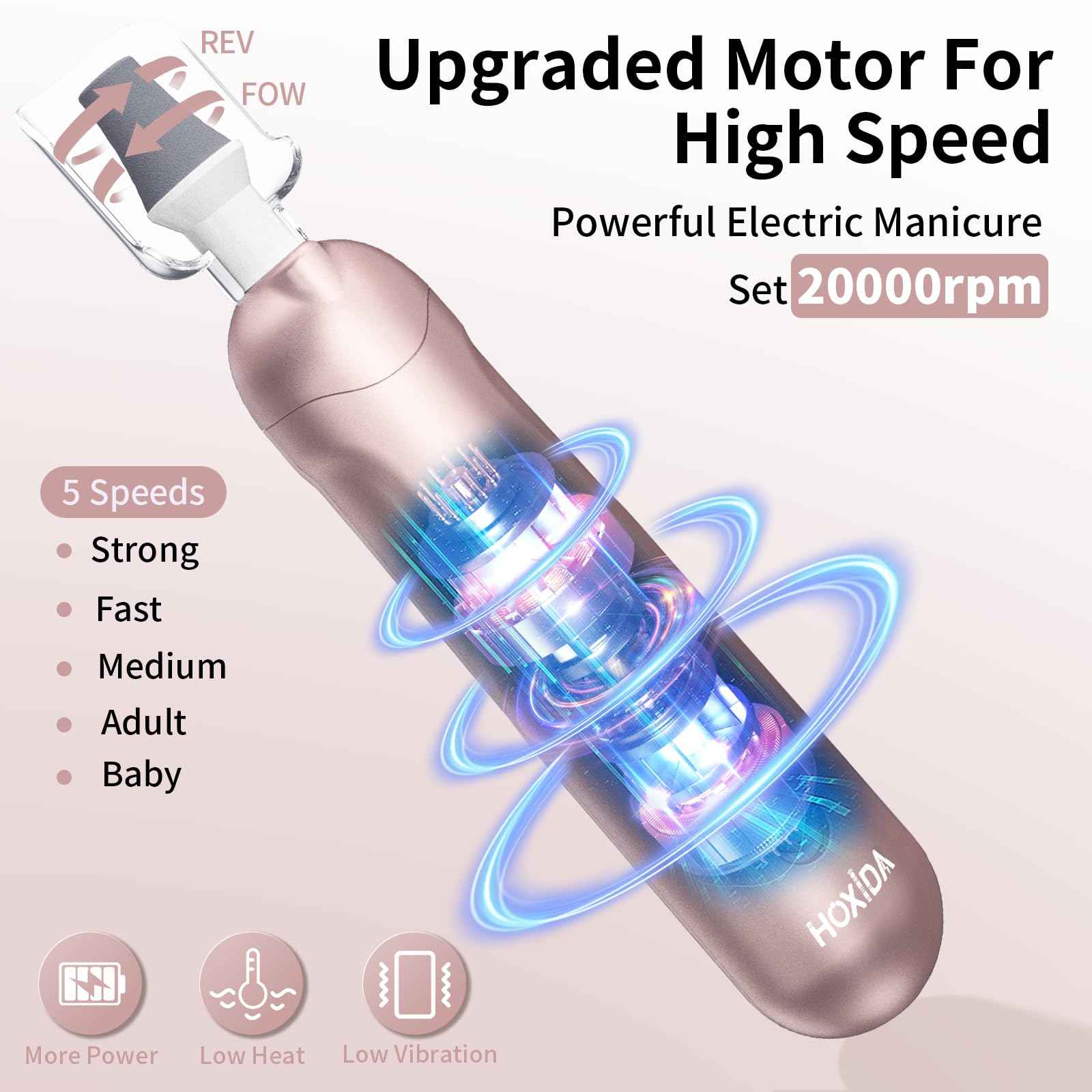 Cordless Electric Nail File Set, Rechargeable Pedicure Tools for feet, Professional Manicure Pedicure Kit 5 Speeds Hand Foot Care Nail Drill for Thick Nail Toenail Cuticle Women Men Pets