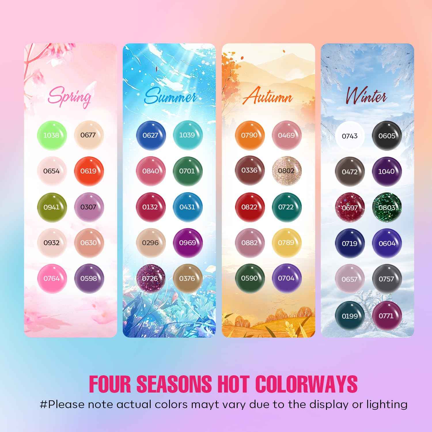 MEFA 46 Pcs Gel Nail Polish Set, 42 Colors All Seasons Nail Polish Set Colorful Begginer Kit with Base Coat & Glossy/Matte Top Coat, Gel Nail Art Manicure Salon DIY Gifts for Girls