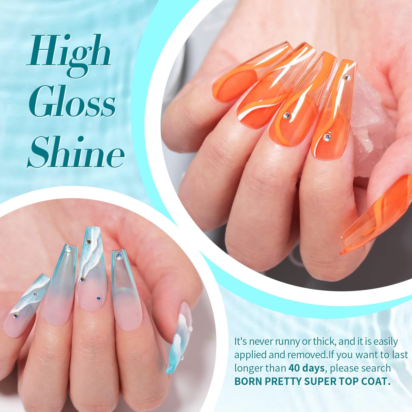 Born Pretty Jelly Gel Nail Polish Set Spring Summer Crystal Glass Translucent Pastel Gel Polish Blue Red Green Yellow Pink Soak Off UV Gel Polish 7ML 6PCS