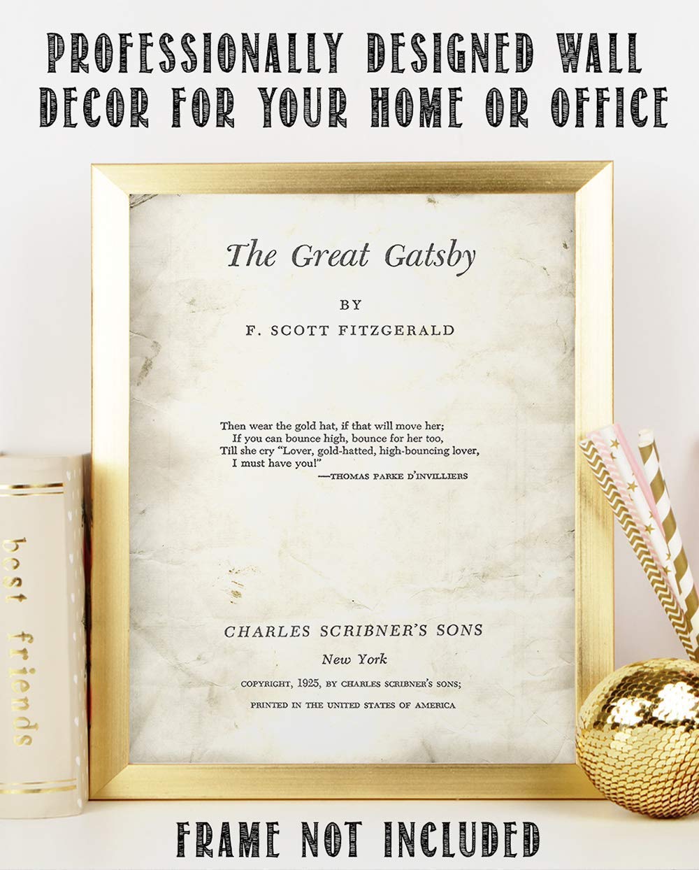 The Great Gatsby Title Page - 11x14 Unframed Typography Book Page Print -Great Gift and Decor for F. Scott Fitzgerald and Literary Art Fans Under $15?