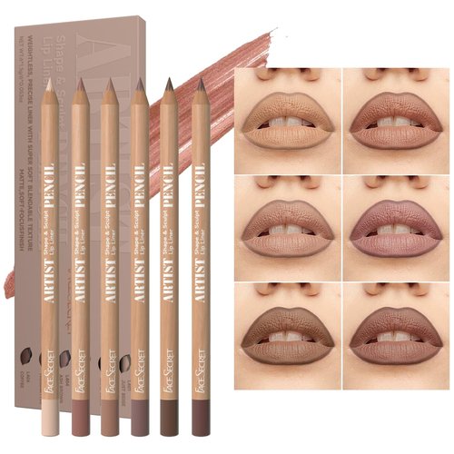 6pcs Nude Lip Liner Makeup Set - Waterproof & Smudge-Proof Matte Pencil, Long-Lasting & Durable, Smooth & Easy Glide, Non-Smudge, Contouring, Filling & Layering (Nude Set, 6 Count (Pack of 1))