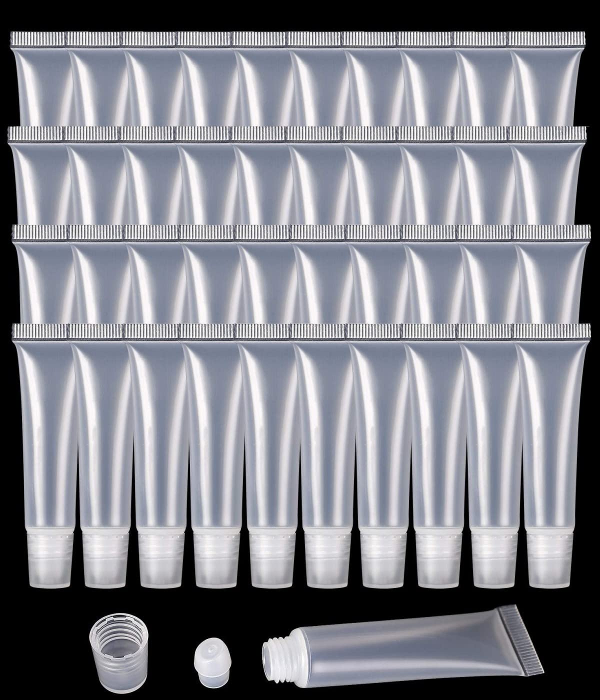 FALADOO 200 Pcs 10 ml Lip Gloss Balm Tubes Refillable Empty Tubes Clear Cosmetic Containers Soft Tube (200 Count (Pack of 1))