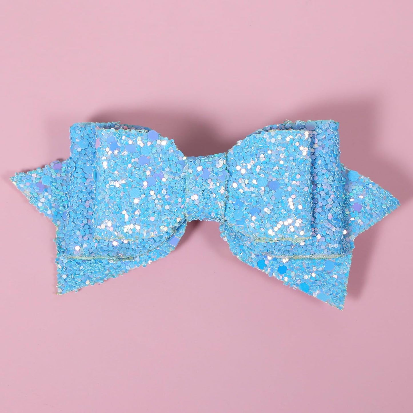 4inch Glitter Hair Bow Clips Sparkly Sequins Blue Alligator Barrettes Hairpins for Toddler Teens Cheerleader Girls Kids July Forth outfit Decor Accessories Back School Gift