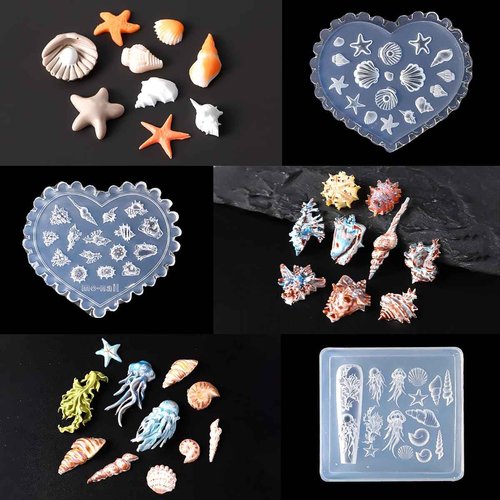 3D Shell Starfish Silicone Nail Molds, 3Pcs Ocean Themed Nail Art Mold Carving Template, Summer Beach Style Nails Design Tools Nail Mould for Manicure Decoration Accessories