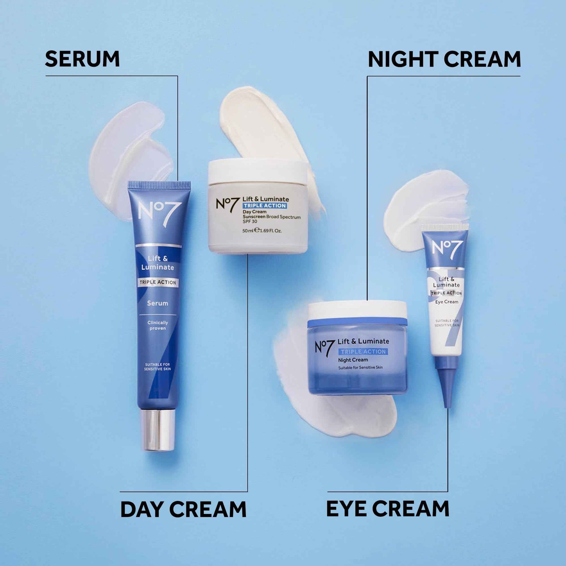 No7 Lift & Luminate Triple Action Face Serum - Collagen Peptide Anti-Wrinkle + Brightening Emblica & Vitamin C Serum + Pro Retinol Skin Firming Hyaluronic Acid & Hibiscus (50ml)