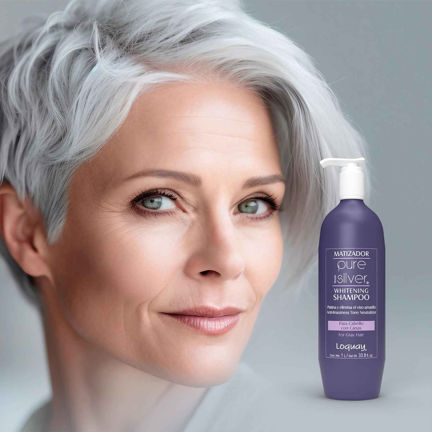 Loquay Matizador PURE SILVER Primer Whitening Shampoo 1L/ Net Wt 33.8 Oz