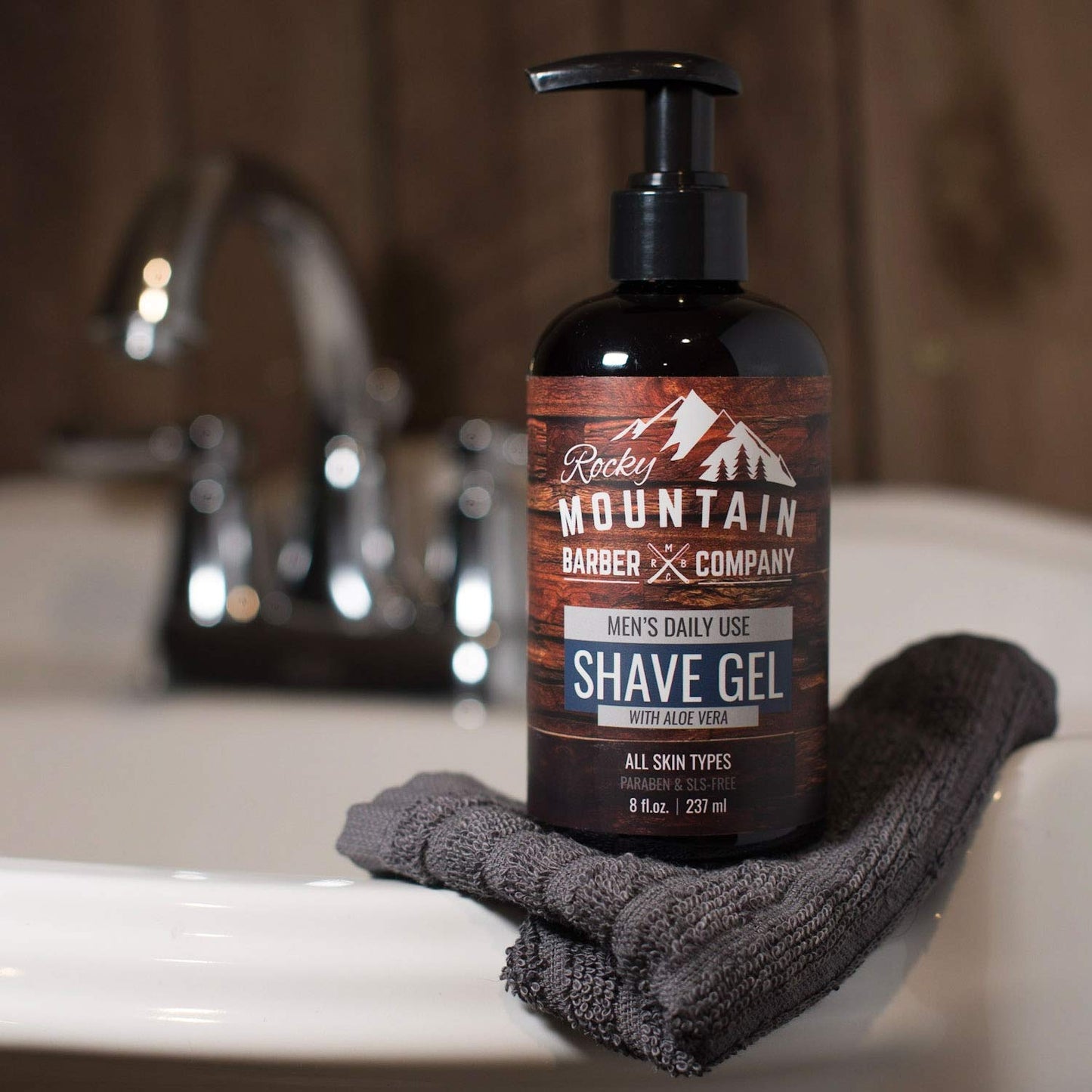 Men's Shave Gel - Clear Shaving Gel So You Can See Where You Are Shaving – For Full Shaves and Tightening Beard Lines - 8oz by Rocky Mountain Barber Company