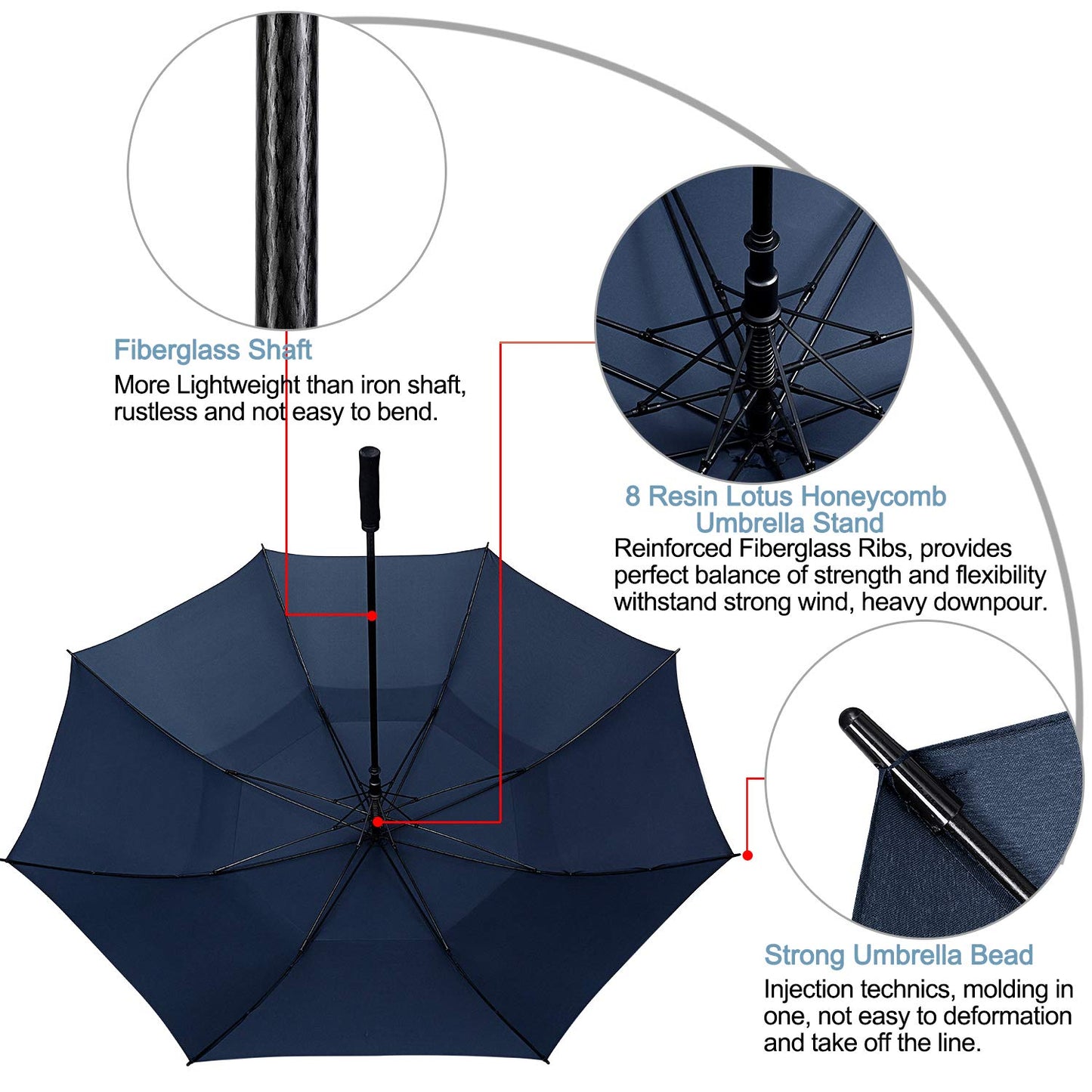 G4Free 72 Inch Automatic Open Golf Umbrella Extra Large Oversize Double Canopy Vented Windproof Waterproof Stick Umbrellas (Dark blue)