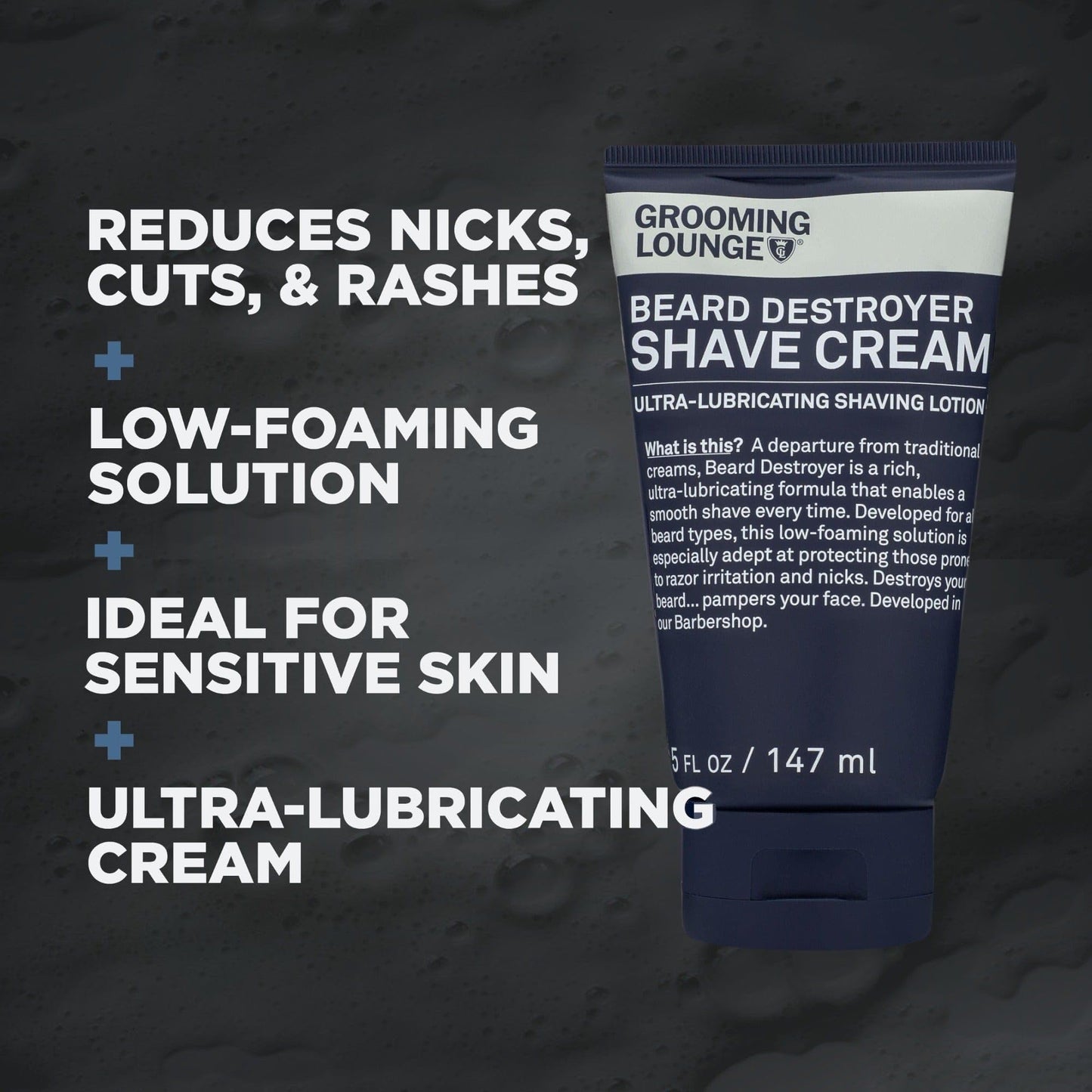 Grooming Lounge Beard Destroyer Shave Cream - Moisturizing, Bump and Razor Burn Free Shaving Solution for Men - Low Foam Lather Formula for a Smooth, Easy Glide Shave (2, Shave Cream + Aftershave)