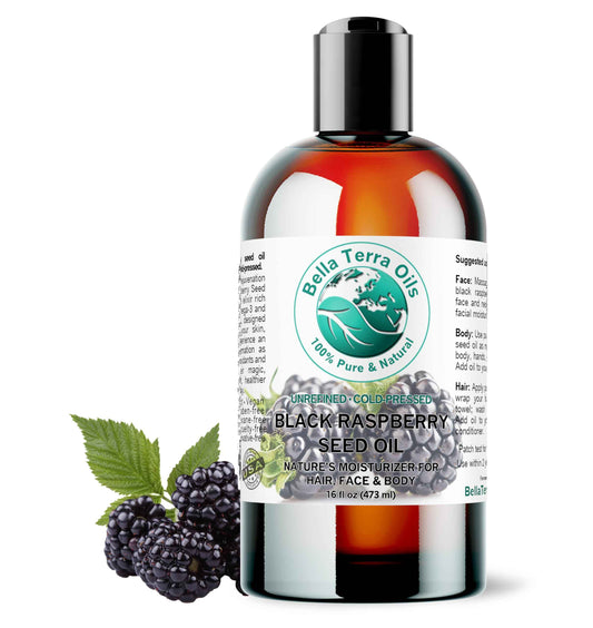 Bella Terra Oils - Black Raspberry Seed Oil 16 oz - Harness the Nutritional Excellence of Red Raspberry Oil, Abundant in Linoleic Acid & Alpha Linolenic Acid, The Ultimate Skin Luxury