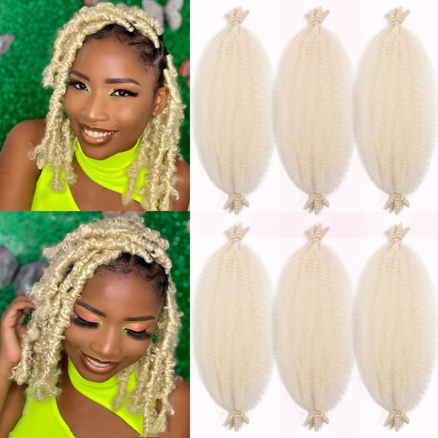 613 Spring Cuban Twist hair 16 inch Marley Twist Braiding Hair Wrapping Marley Hair for Soft Faux Locs Twisted Up Springy Afro Kinky Twist Hair Braiding Crochet Kinky Braiding Hair