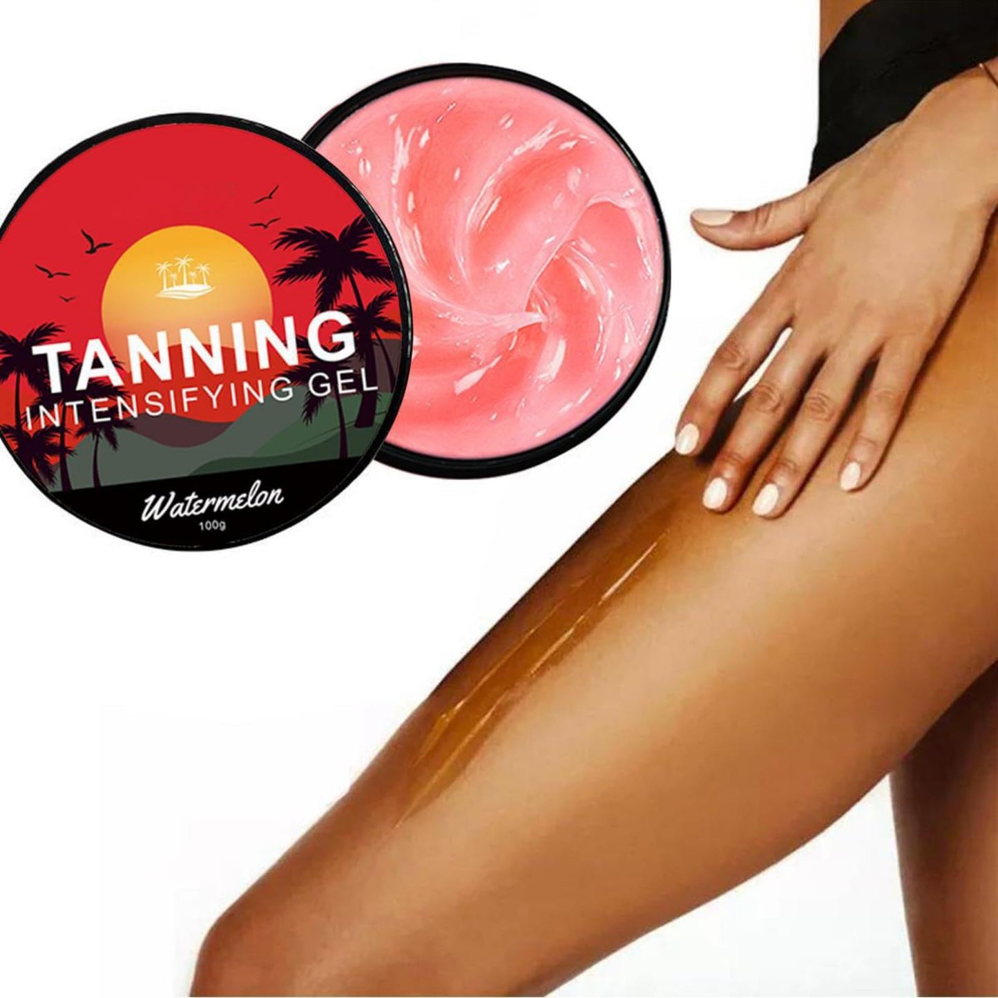 Tanning Lotion Self Tanner, Sunless Self Tanning Cream, Natural Looking Gradual Tan Tanning Accelerator Browning Lotion for Men & Women, Fair to Medium, SPF0 (Water Melon Tanning Gel for Sunbed)