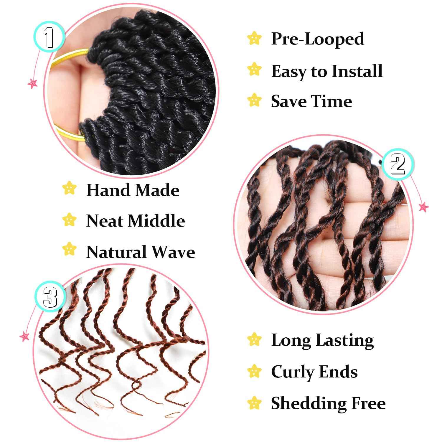 Wavy Senegalese Twist Crochet Hair Ginger 8 Inch Pre Looped Short Crochet Hair with Curly Ends 8 Packs Curly Crochet Hair for Black Women Synthetic Crochet Braids 120 Strands Kinky Twist Hair(T350)