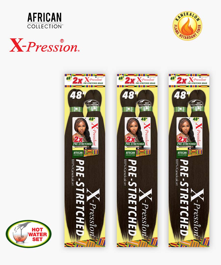 MULTI PACK DEALS! Sensationnel Synthetic Hair Braids XPRESSION 2X Pre-Stretched Braid 48" (3-PACK, M1B/30)